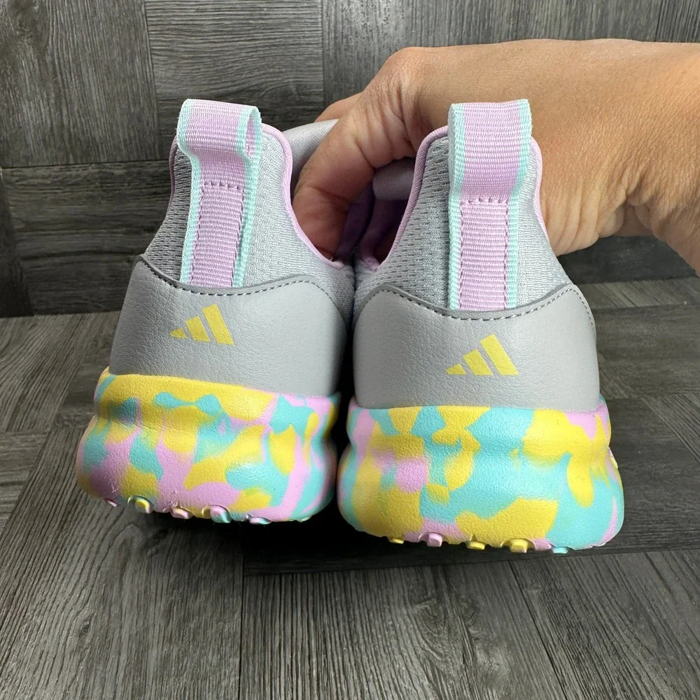Adidas Lite Racer Adapt 7 Kids 3 Grey Pink Yellow Slip On Running NEW IH7849